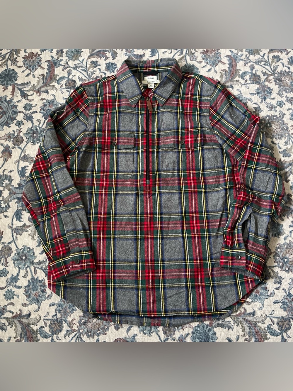Men’s L.L.Bean plaid flannel 1/4 zip shirt